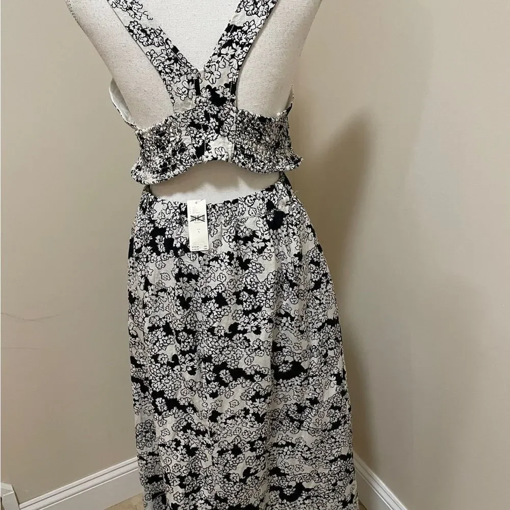 NWT Anthropologie floral black white printed midi sundress sleeveless Size S - Picture 5 of 10